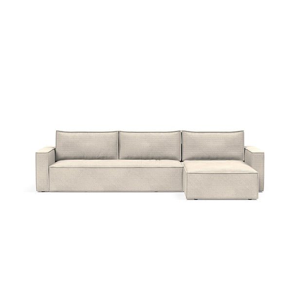 Кремав сгъваем ъглов диван от рипсено кадифе Newilla – Innovation