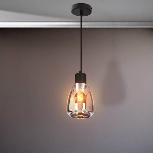 Черно висящо осветително тяло със стъклен абажур ø 12 cm Moldo – Candellux Lighting-image-3
