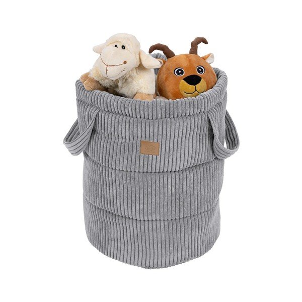 Сива текстилна детска кошница за играчки ø 39x50 cm – Meowbaby-image-1