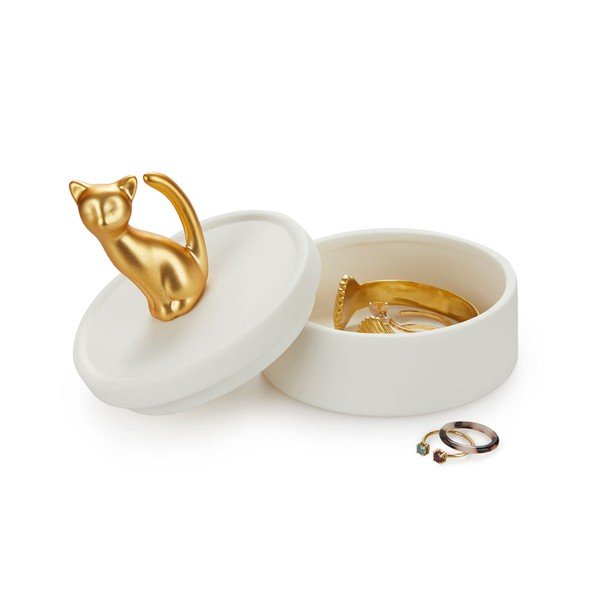 Бяла порцеланова кутия за бижута Cat - Balvi-image-2