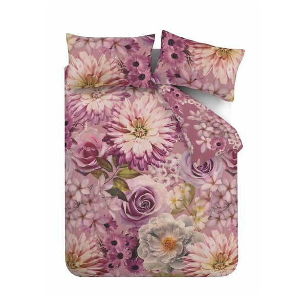 Розово двойно удължено спално бельо 230x220 cm Rosemoor Floral – RHS