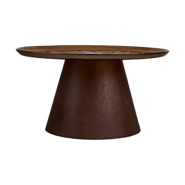 Тъмнокафява кръгла масичка за кафе със стъклен плот ø 80 cm Orvieto – House Nordic-image-3