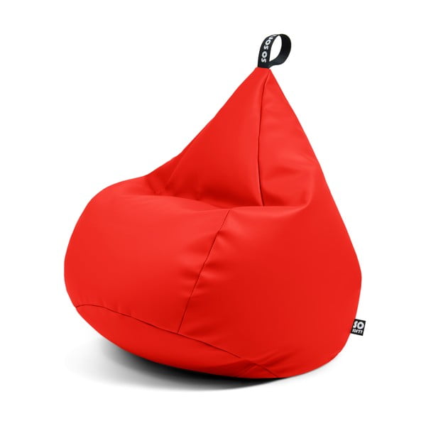 Червен  пуф от изкуствена кожа Drop XL – So Soft?