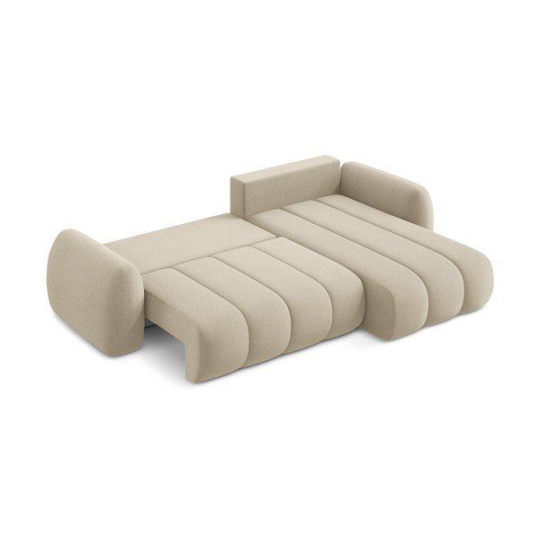 Светлокафяв разтегателен ъглов диван с място за съхранение от букле (десен ъгъл) Pele – Makamii-image-4