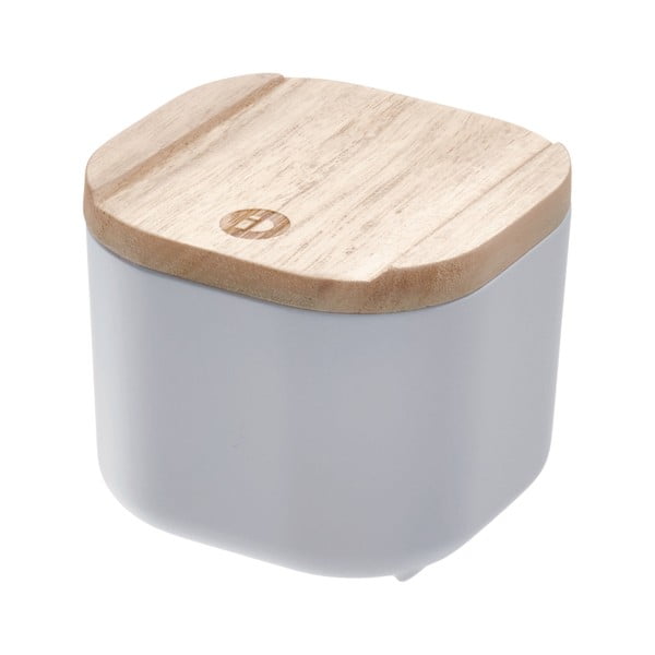 Сива кутия за съхранение с капак, изработена от дърво от пауловния , 9 x 9 cm Eco - iDesign