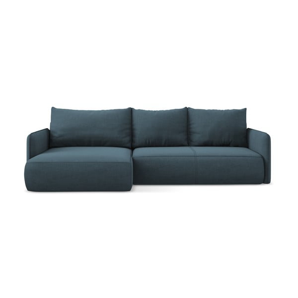 Син разтегателен ъглов диван с място за съхранение (ляв ъгъл) Nanea – Makamii