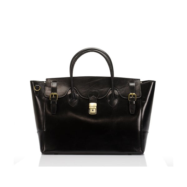 Черна кожена чанта Pomona - Lisa Minardi