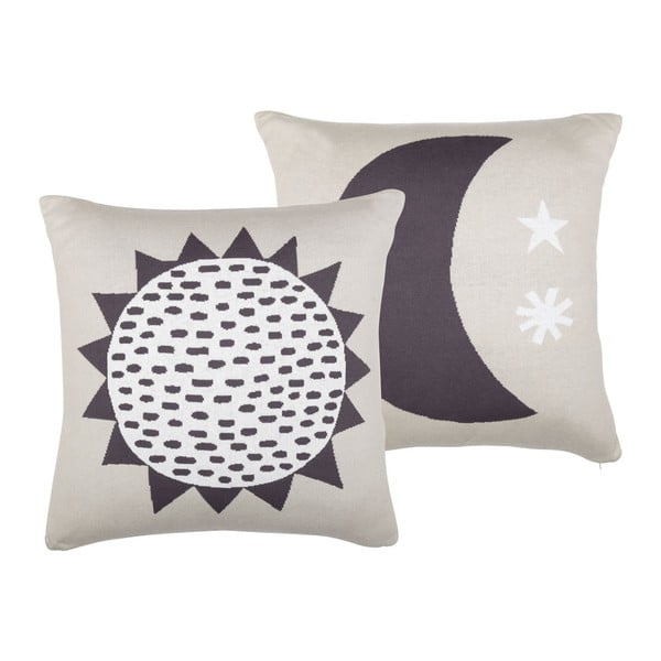 Детска сива памучна възглавница Слънце и Луна, 50 x 50 cm Sun & Moon - Södahl-image-1