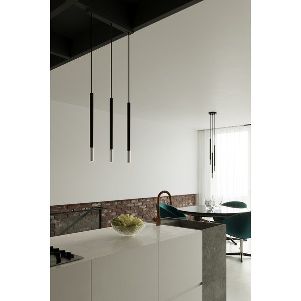 Черно/сребристo метално висящо осветително тяло ø 20 cm Asarot – Sollux-image-1