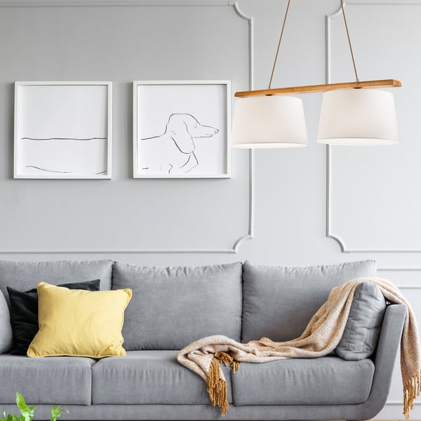 Кафява висяща лампа с текстилен абажур ø 35 cm Aida - LAMKUR-image-1