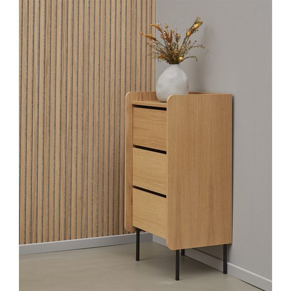 Висок скрин от дъбова дървесина в естествен цвят 60x108,5 см Wrap - Bonami Selection-image-1