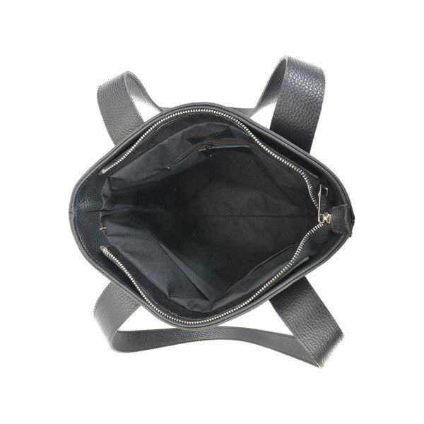 Черна кожена чанта за пазаруване Agatha - Mangotti Bags-image-3