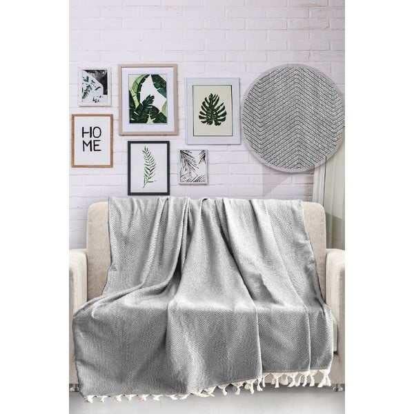 Сива памучна покривка за легло HN, 170 x 230 cm - Viaden