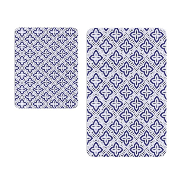 Бели и сини постелки за баня в комплект от 2 - Oyo Concept