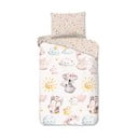 Кафяво-бежово единично  памучно детско спално бельо 140x200 cm Hugs – Good Morning