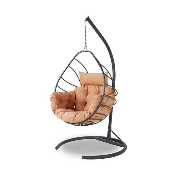 Висящ градински стол в оранжев и сив цвят Anka – Floriane Garden-image-2