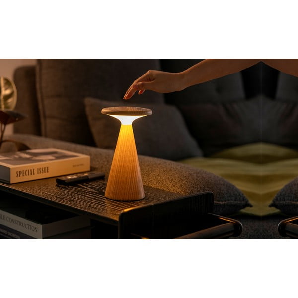 LED настолна лампа в естествен цвят с дървен абажур (височина 21 cm) Sylva – Gingko