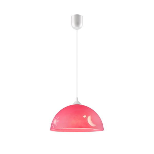 Розова детска лампа със стъклен абажур ø 30 cm Day & Night - LAMKUR