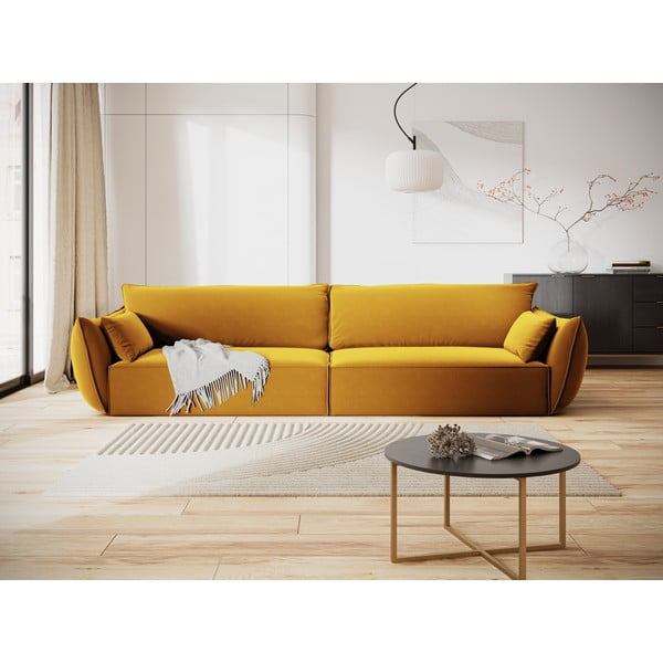 Кадифен диван в цвят горчица 248 cm Vanda – Mazzini Sofas-image-1