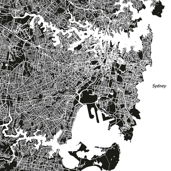 Obraz Homemania Maps Sydney, 60 x 60 cm