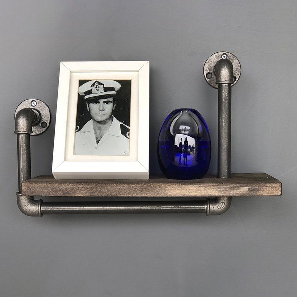 Дървен стенен рафт с метална тръба Boruraf Angela - Unknown-image-4