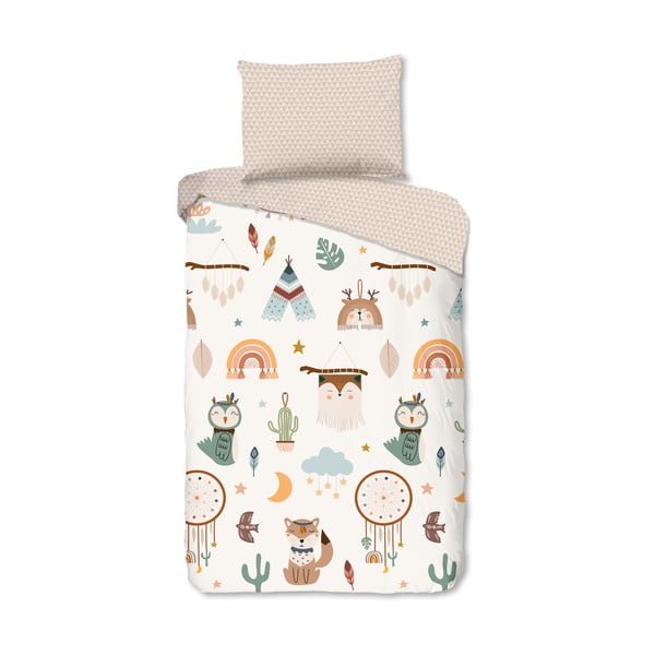 Бежово единично  памучно детско спално бельо 140x200 cm Remi – Good Morning