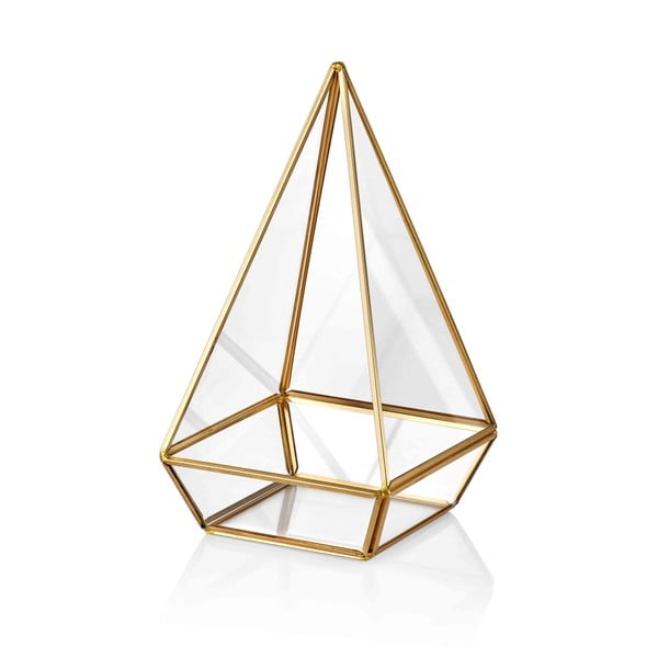 Стъклен терариум със златни детайли Glamour, 26 x 14 cm - The Mia