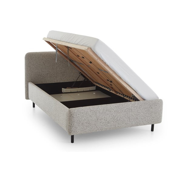 Бежово двойно легло 160x200 cm тапицирано с място за съхранение с включена подматрачна рамка Primo – Meise Möbel-image-3