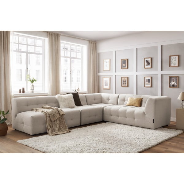 Бежов ъглов диван (десен ъгъл) Kleber - Bobochic Paris-image-1