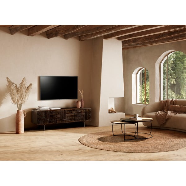 Тъмнокафява маса за телевизор от масивно манго 145x48x40 cm Kalai – MOME-image-1