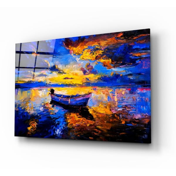 Картина върху стъкло Blue Sunset, 72 x 46 cm Navy - Insigne