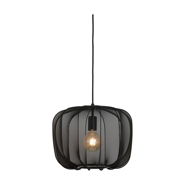 Черно висящо осветително тяло с текстилен абажур ø 40 cm Plumeria – Light & Living-image-2