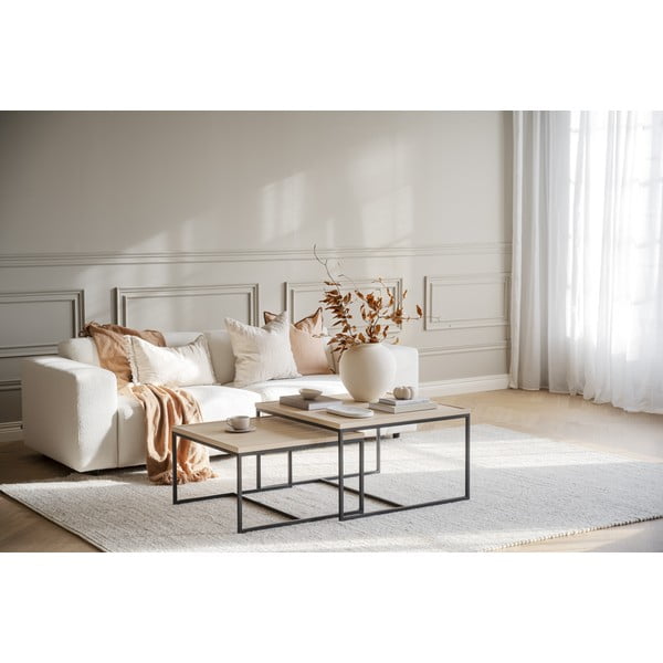 Масичка за кафе с дъбова дървена плоскост в естествен цвят ø 70 cm Deerfield – Rowico-image-4