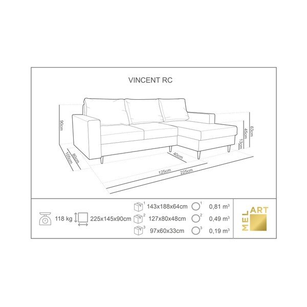 Černá rohová rozkládací pohovka s lenoškou na pravé straně Mazzini Sofas Iris-image-1