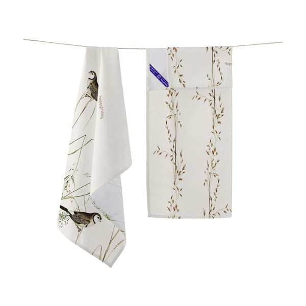 Памучни кърпи в комплект от 2 броя 50x70 cm Happy birds - Happy Friday-image-3