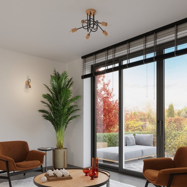 Осветително тяло за таван в черен и естествен цвят 15x61 cm Tumber – Sollux-image-3