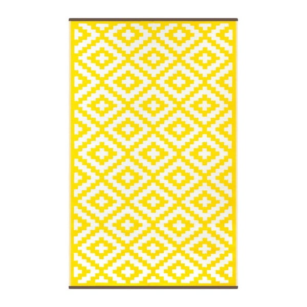 Жълто-бял двустранен килим, подходящ за употреба на открито Panaca, 150 x 240 cm - Green Decore