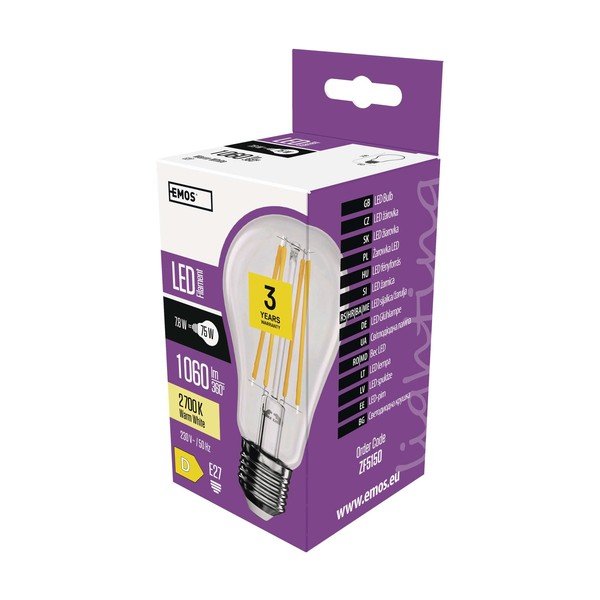 Топла бяла LED крушка E27, 8 W – EMOS-image-3