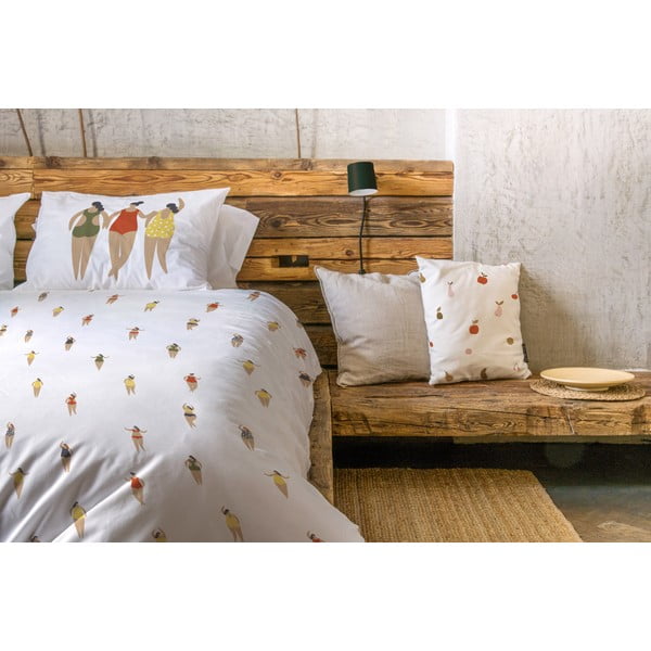 Бяло памучно спално бельо от сатен , 140 x 200 cm Swimming Ladies - Butter Kings-image-1