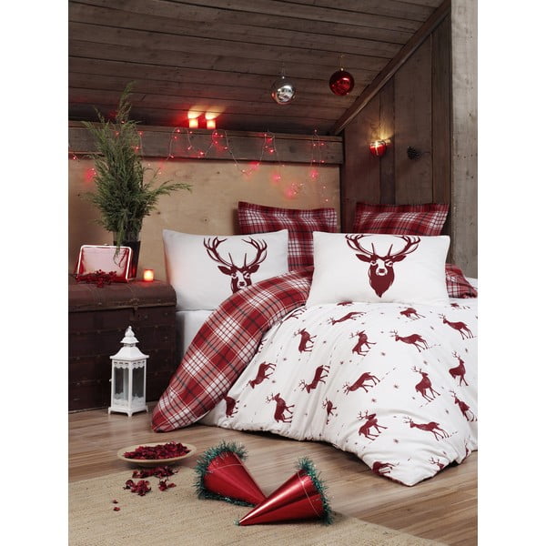 Спално бельо с чаршаф от памучна смес за двойно легло Claret Red, 200 x 220 cm Geyik - Mijolnir