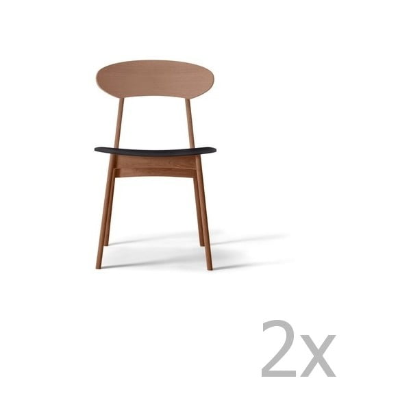 Комплект от 2 трапезни стола от масивен орех с черна седалка WOOD AND VISION Tribe - Wood and Vision