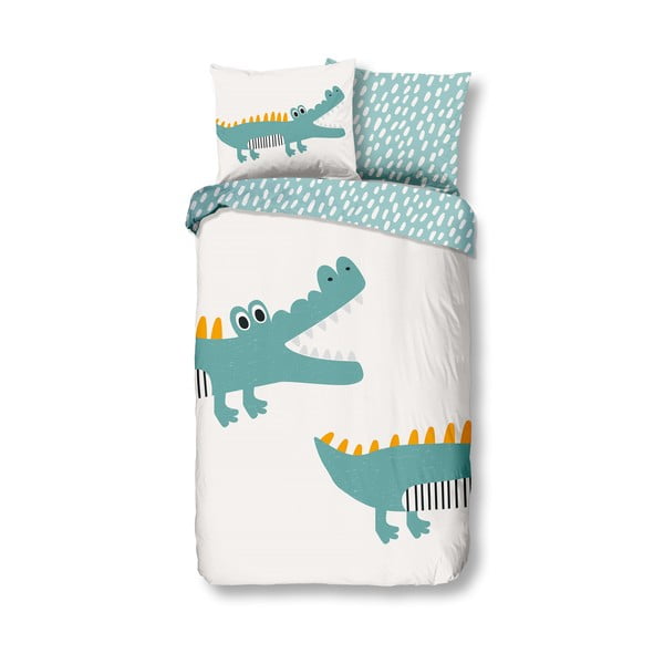 Детско памучно спално бельо Крокодил, 140 x 220 cm - Good Morning
