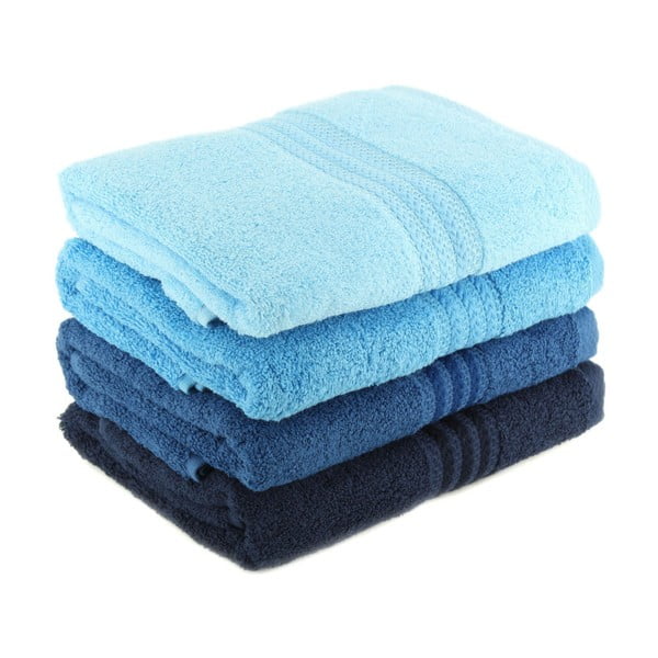 Комплект от 4 сини памучни кърпи Sky, 70 x 140 cm Rainbow - Foutastic-image-1