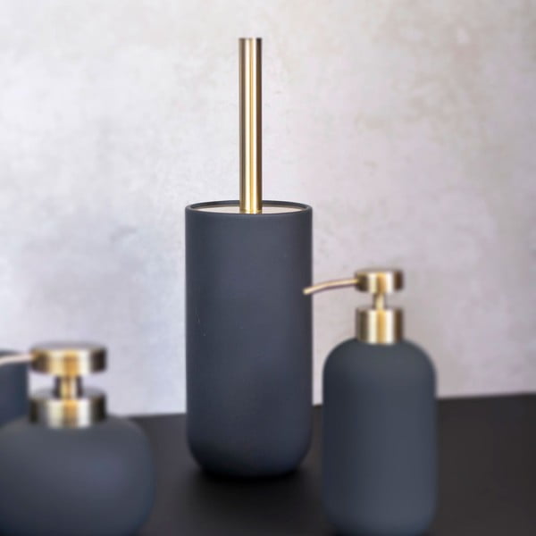 Антрацитна керамична четка за тоалетна Lotus – Mette Ditmer Denmark-image-1