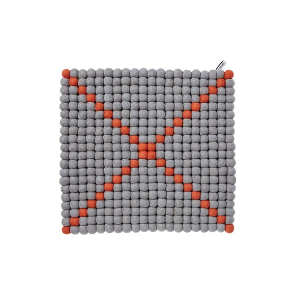 Modulový koberec Wool Mat Grey/Coral, 40x40 cm
