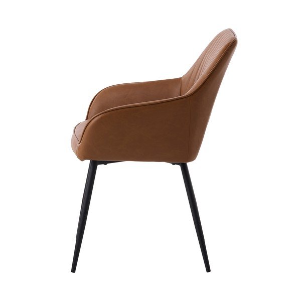 Кафяви тапицирани трапезни столове в комплект с подлакътници 2 бр. Nolan Stripe – Unique Furniture-image-3