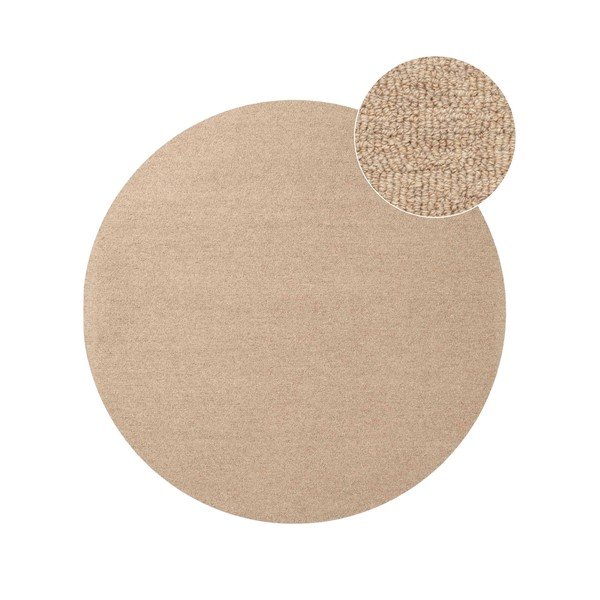Ръчно изработен вълнен кръгъл килим в естествен цвят ø 200 cm Puristic Knots – Elle Decoration