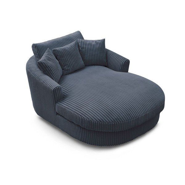 Тъмносиньо кресло от рипсено кадифе Belem – Bobochic Paris-image-4