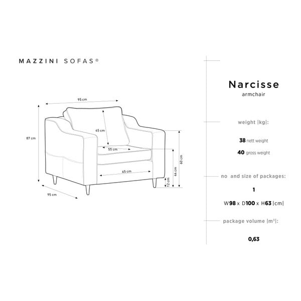 Бежов фотьойл Narcisse - Mazzini Sofas-image-1