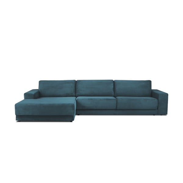 Син велурен разтегателен диван , ляв ъгъл Donatella - Milo Casa